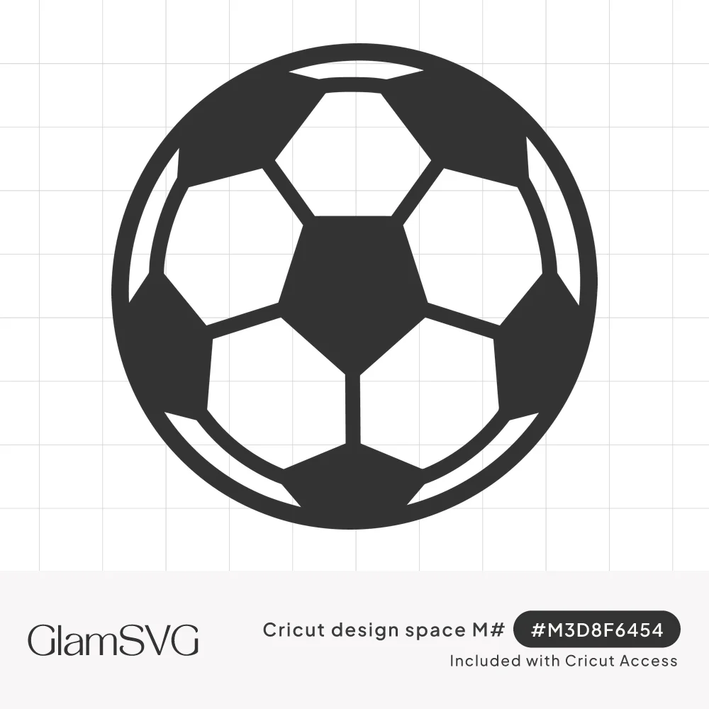 Black and white soccer ball icon with a dark center pentagon, white hexagon panels and a bold outer ring