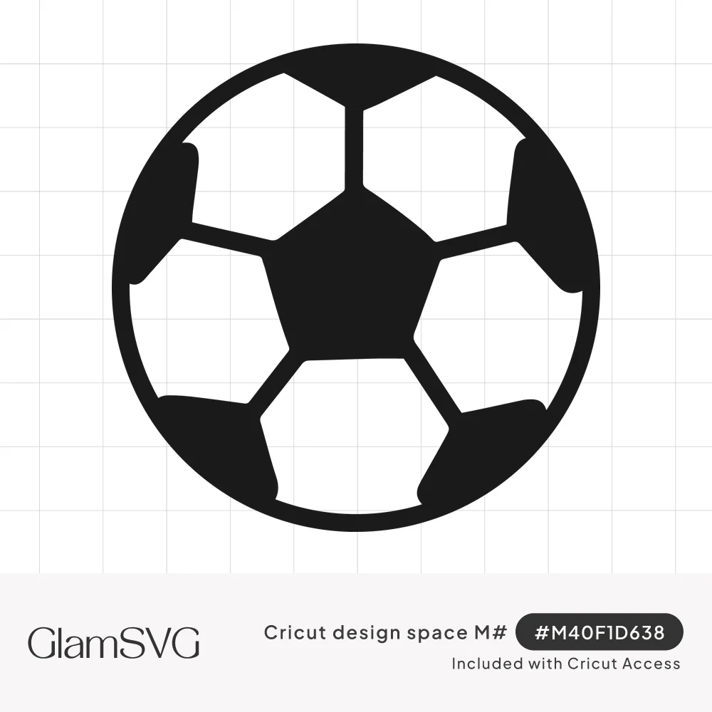 Solid black soccer ball silhouette with a center pentagon and curved panel lines inside a circle