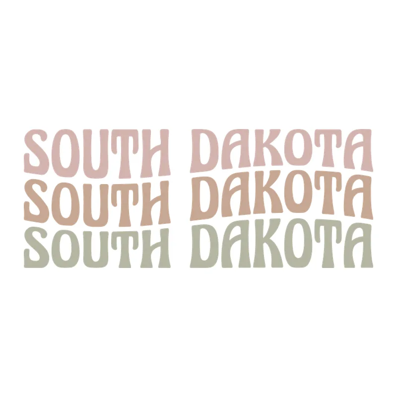 South Dakota Retro Stacked Text