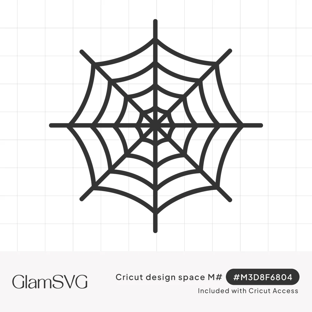 Black line drawing of a symmetrical spiderweb with eight spokes and curved connecting rings on a white background