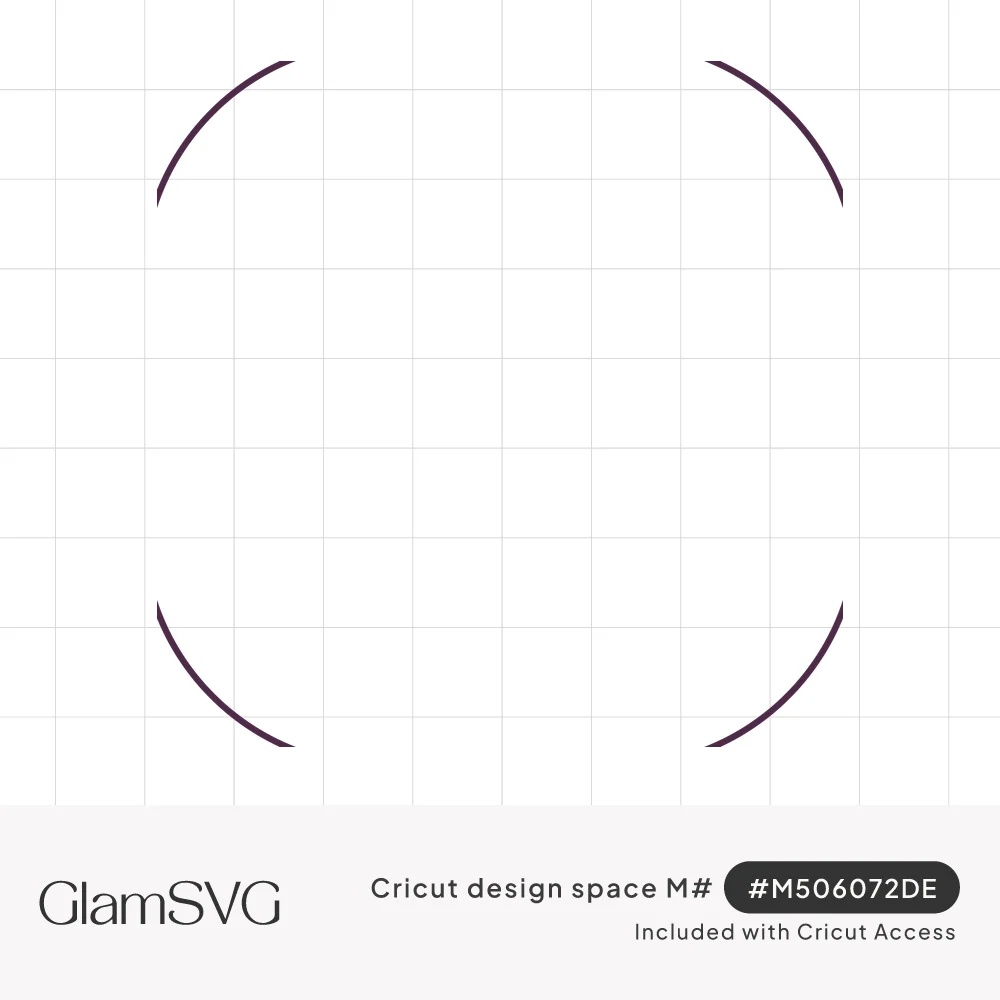 Thin plum line forming four curved corner arcs around an empty square space for a card insert