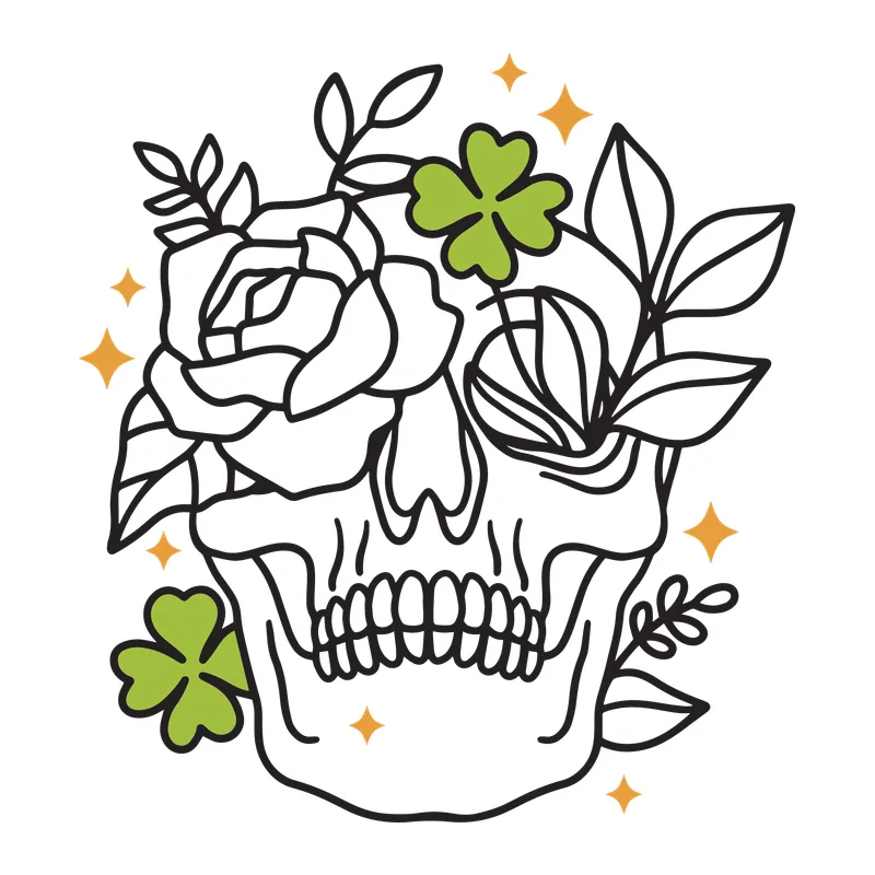 St. Patrick's Day Floral Skull
