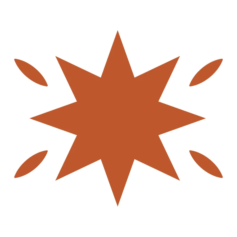 Burnt Orange Eight Point Star