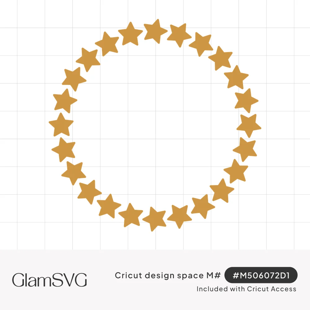 Circular wreath of evenly spaced gold five-pointed stars with an empty white center
