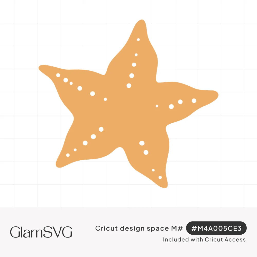 Solid peach-orange starfish with five wavy rounded arms and small cut-out dots running along each arm