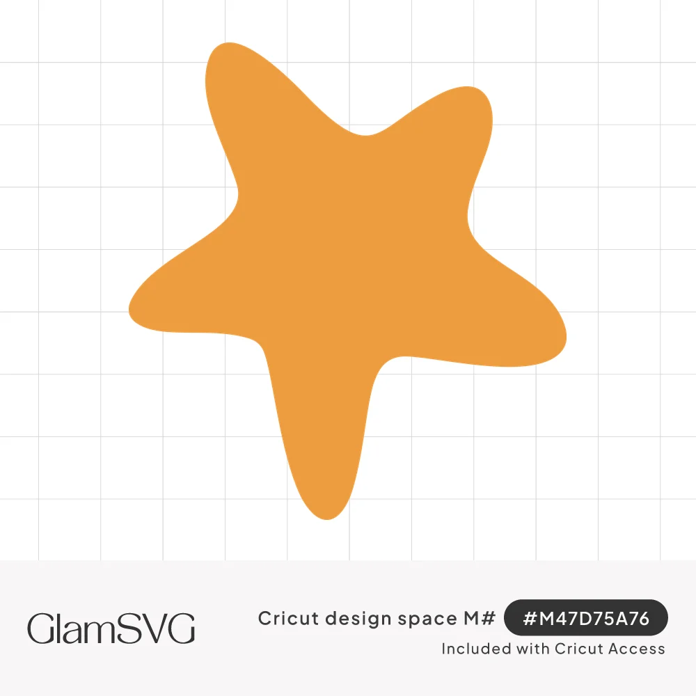 Solid orange starfish silhouette with five soft, rounded, slightly curving arms on a white background
