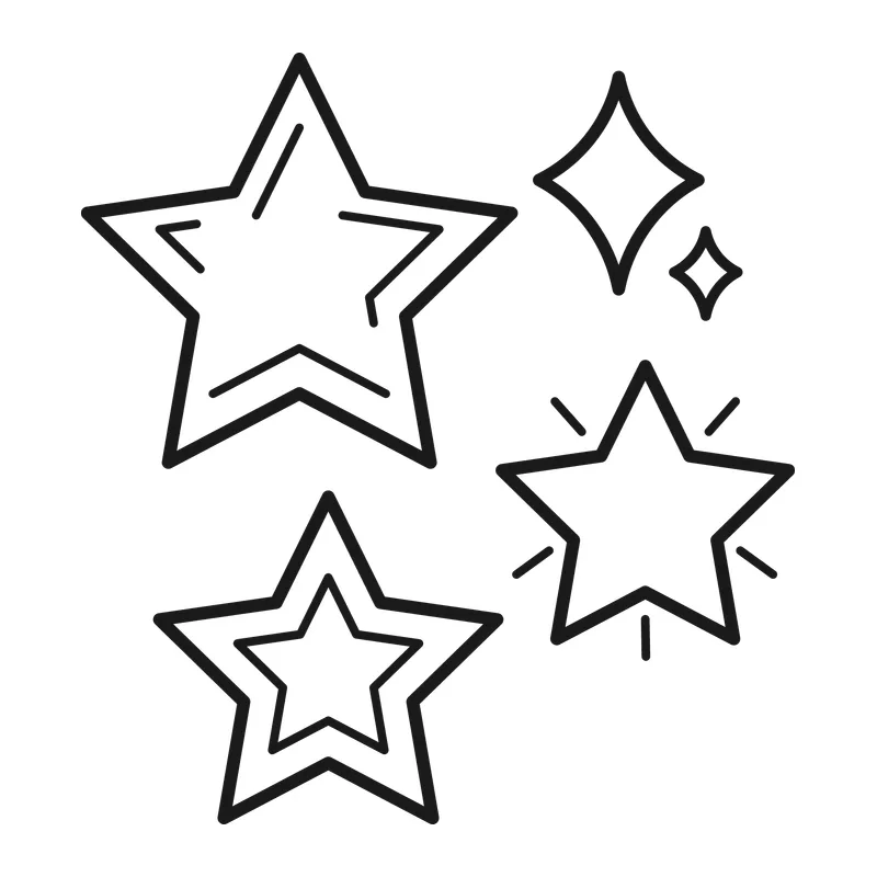 Outlined Stars and Sparkles