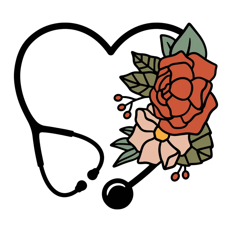 Floral Stethoscope Heart