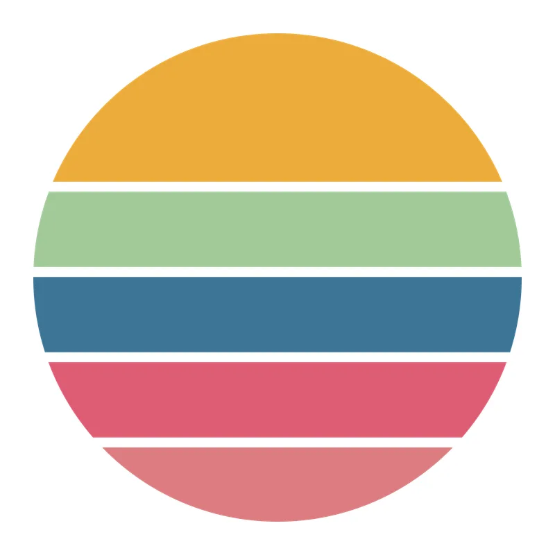 Striped Retro Sunset Circle