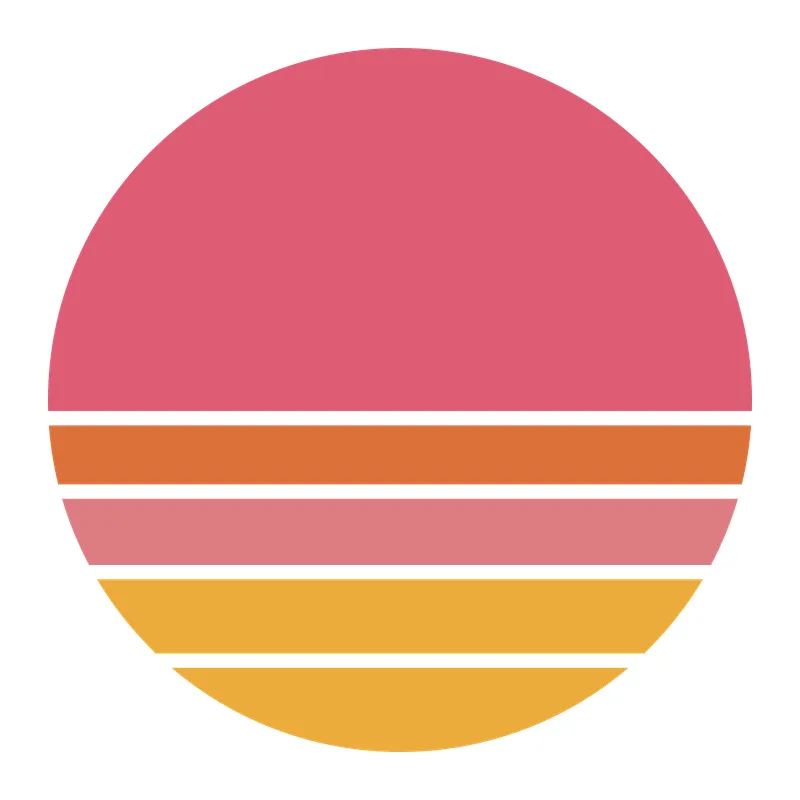 Retro Striped Sunset Circle