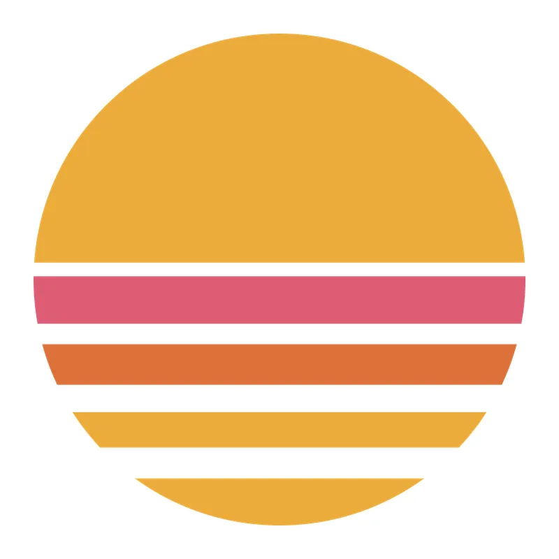 Retro Striped Sunset Circle