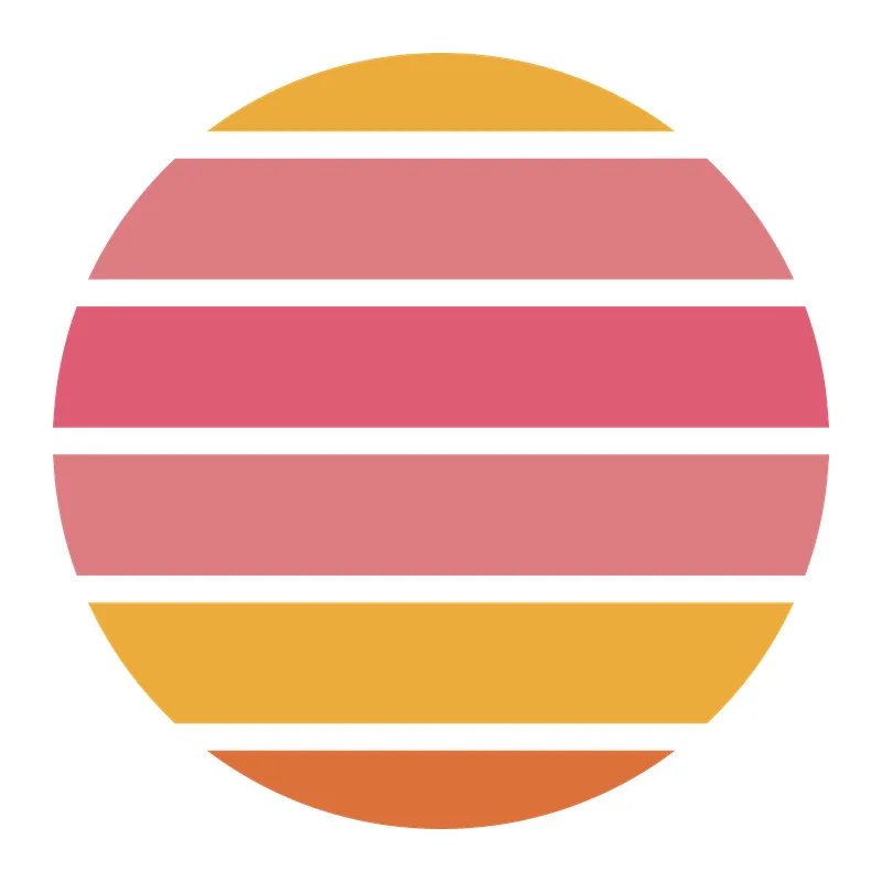 Retro Striped Sunset Circle