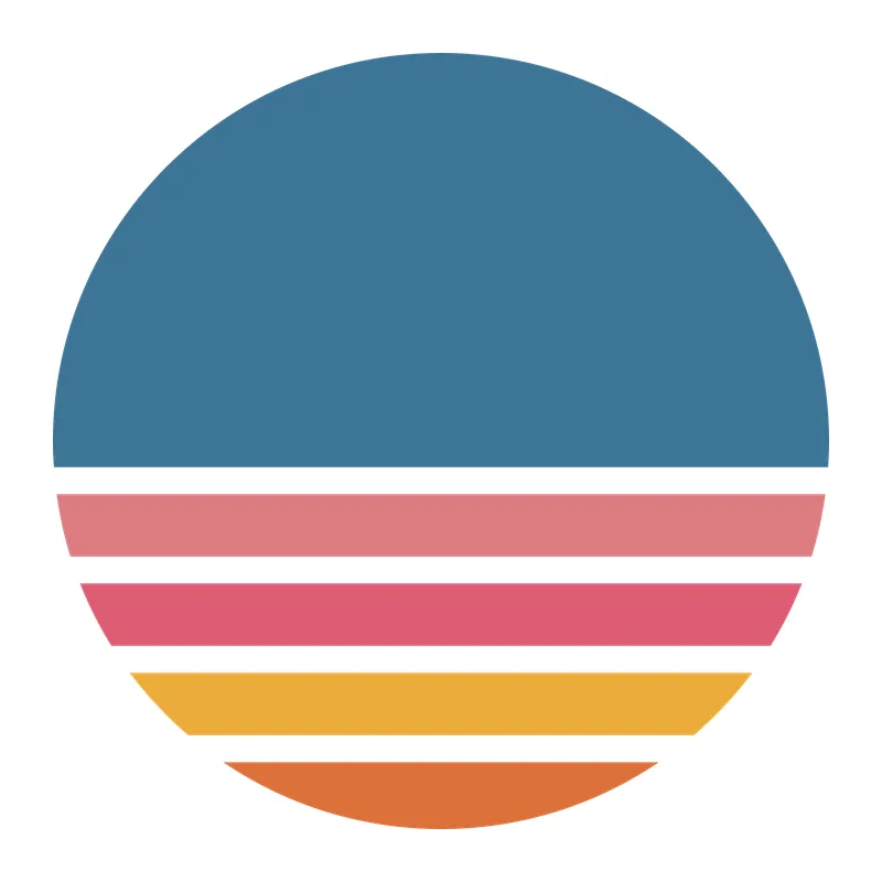 Retro Striped Sunset Circle