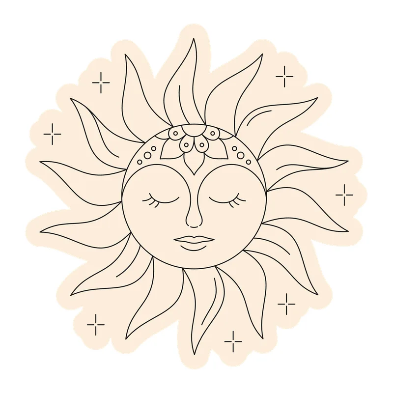 Boho Celestial Sun Face