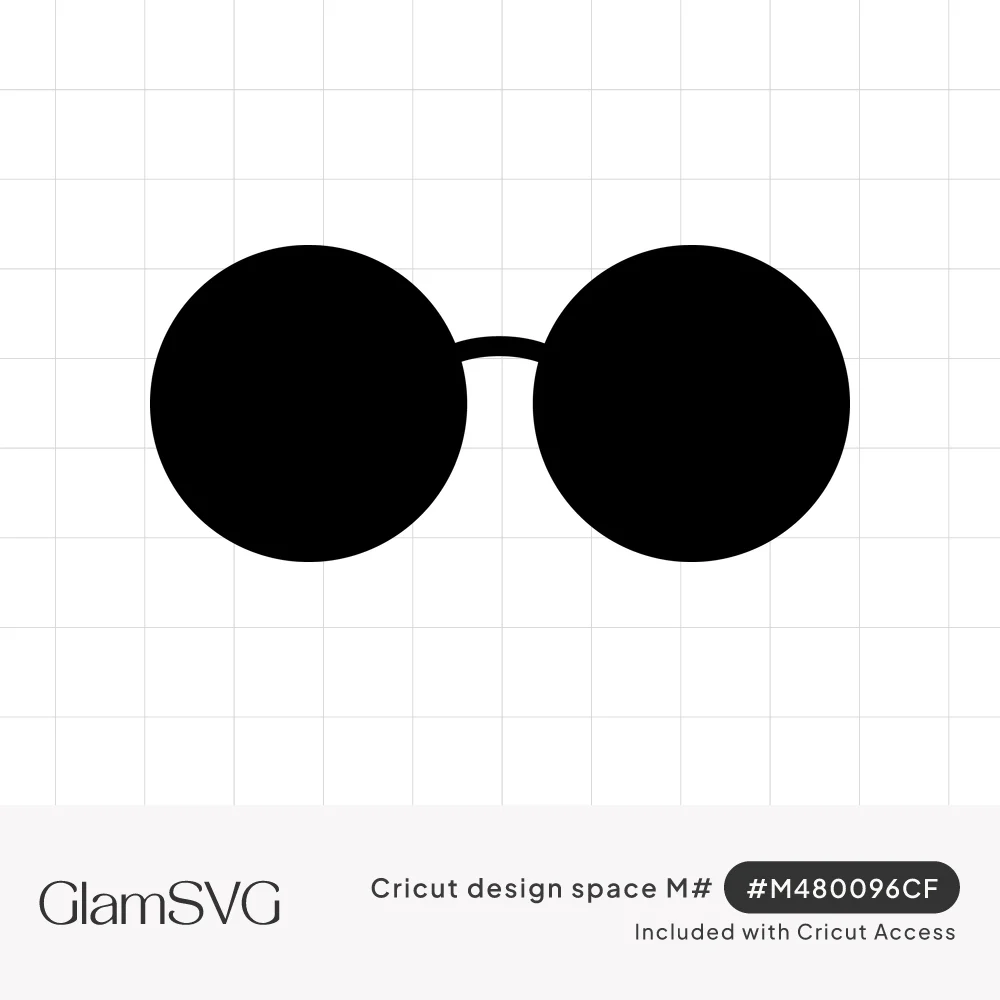 Black silhouette of round sunglasses with two solid circular lenses connected by a thin curved bridge