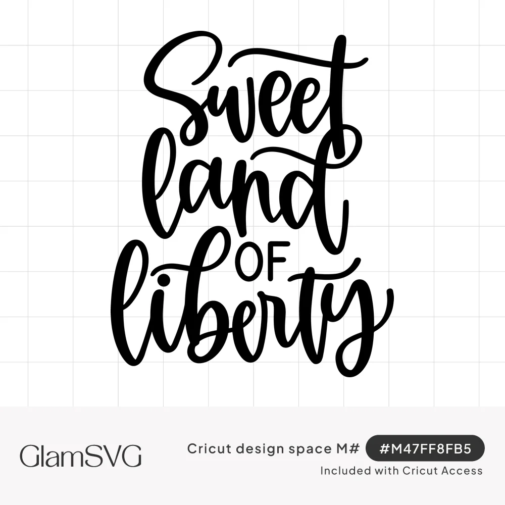 Black hand-lettered script reading Sweet Land of Liberty, stacked with a small capital OF between the lines