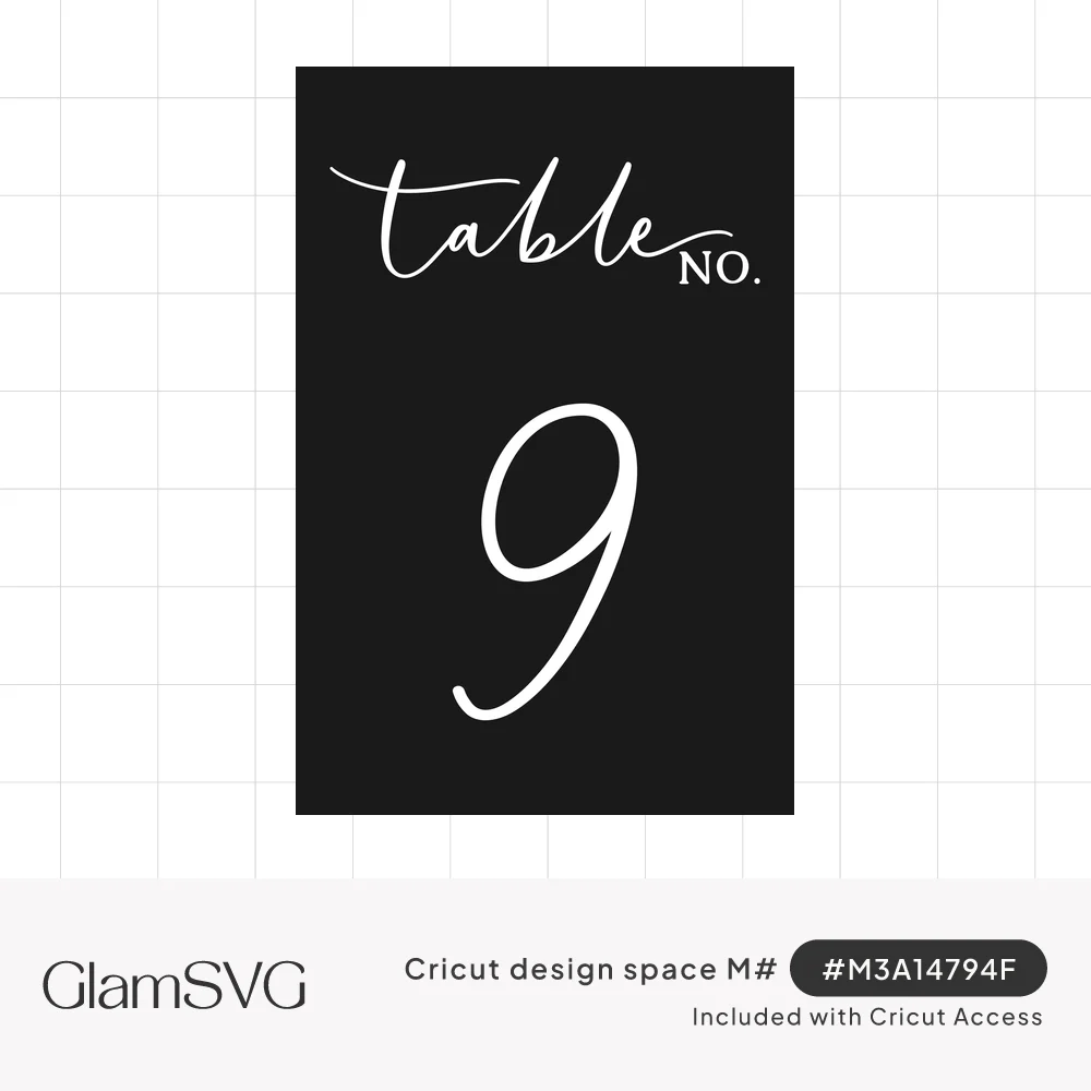 White calligraphy script reading table no. above a large script number 9 on a black rectangular card