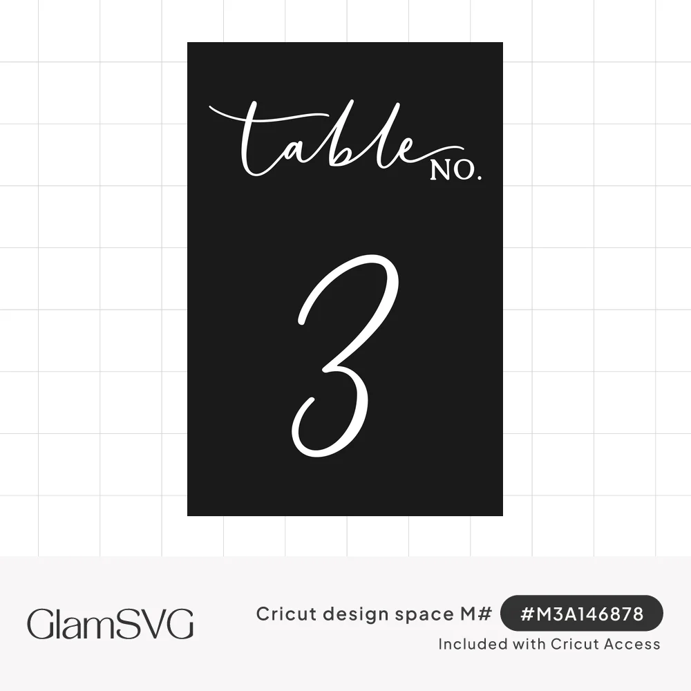 White calligraphy reading table No. with a large script numeral 3 on a black rectangular sign