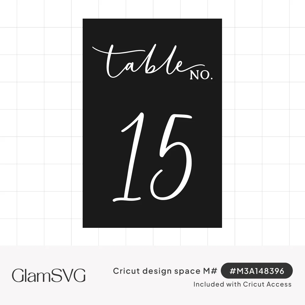 White calligraphy reading table no. above a large script number 15 on a black rectangular card