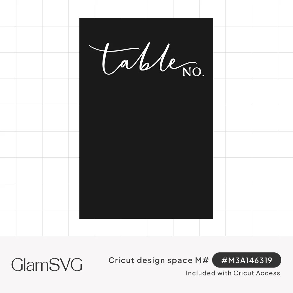 White calligraphy script reading "table" with small serif "NO." at the top of a tall black rectangular card
