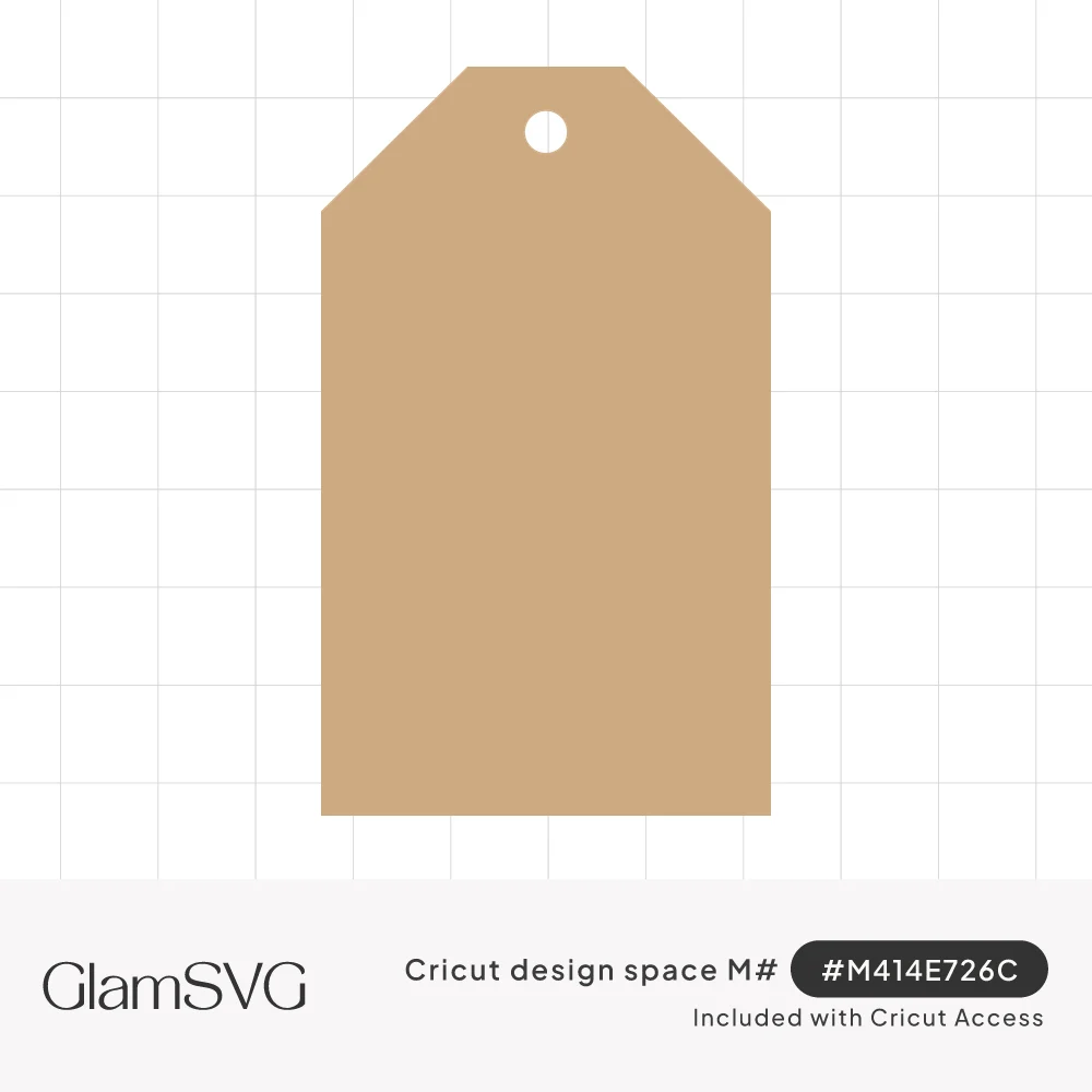 Solid kraft-brown gift tag shape with clipped top corners and a round hole near the top