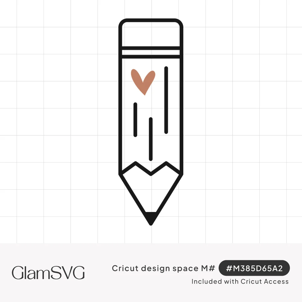 Black outline pencil with a sharpened tip and a small terracotta heart near the top