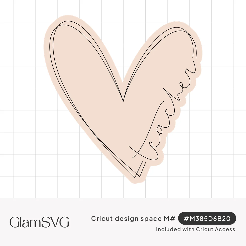 Sketchy line-drawn heart outline with the word teacher in flowing script on a soft blush pink background
