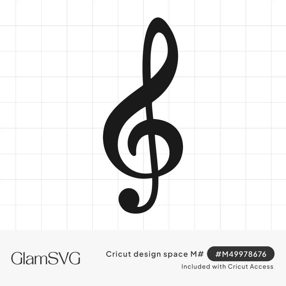Solid black treble clef music symbol with thick-to-thin curving strokes and a round dot at the base