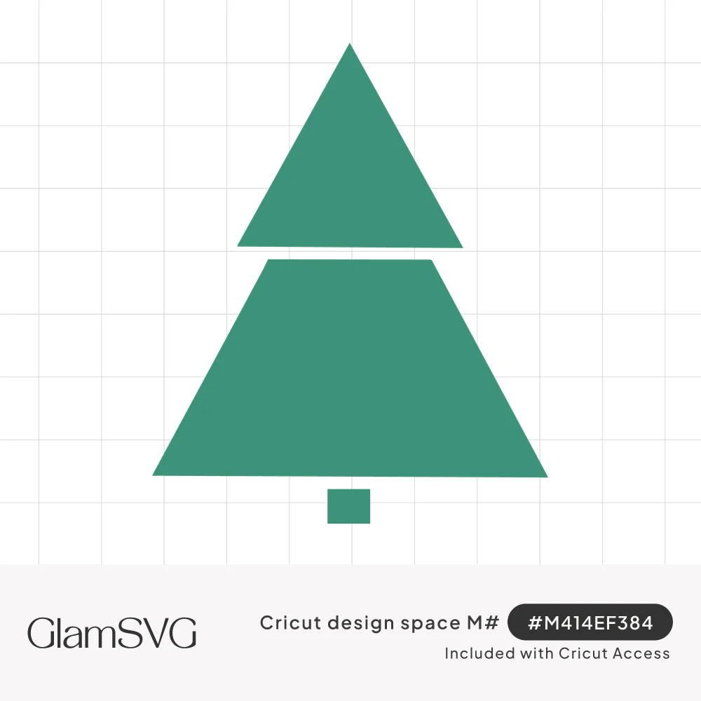 Minimalist green evergreen tree made of a triangle over a trapezoid with a small square trunk