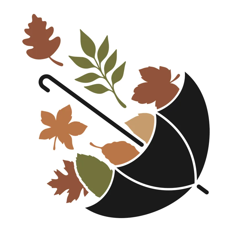 Upside Down Umbrella With Fall Leaves