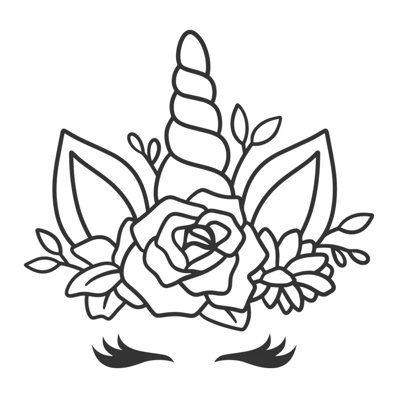 Unicorn Face With Flower Crown