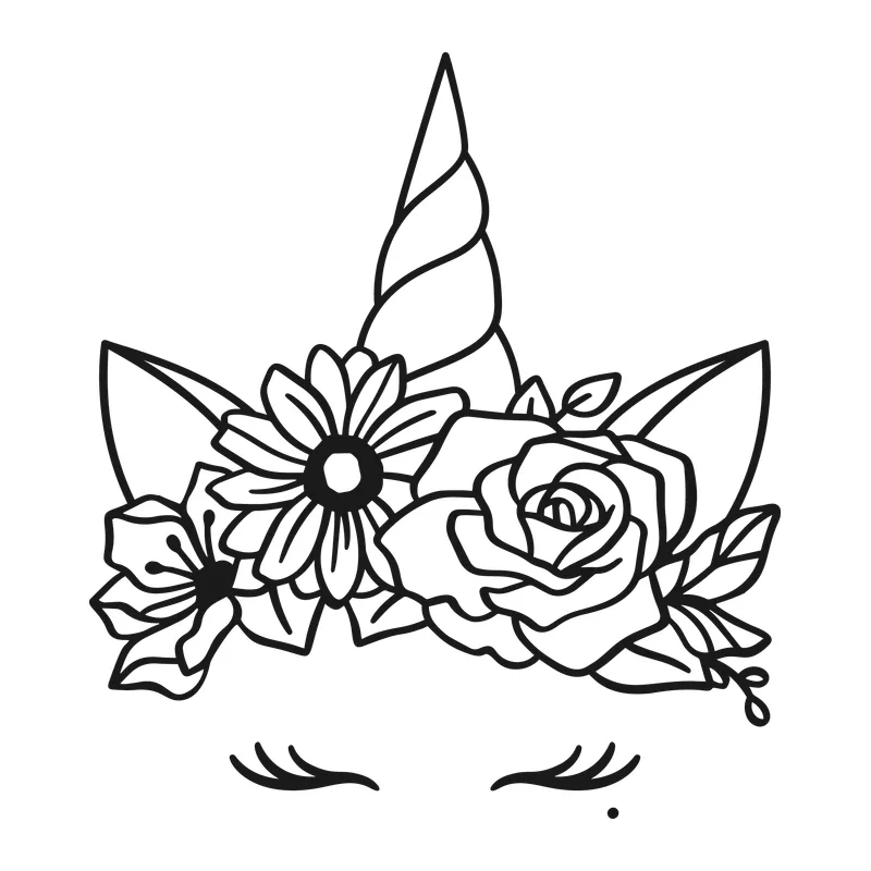 Unicorn Face with Flower Crown