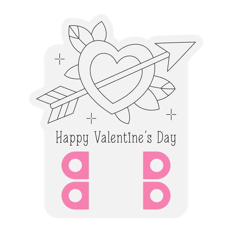 Valentine's Day Crayon Holder Coloring Card