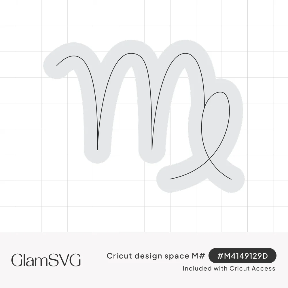 Rounded outline of the Virgo zodiac symbol with three arches and a looping tail, in light gray