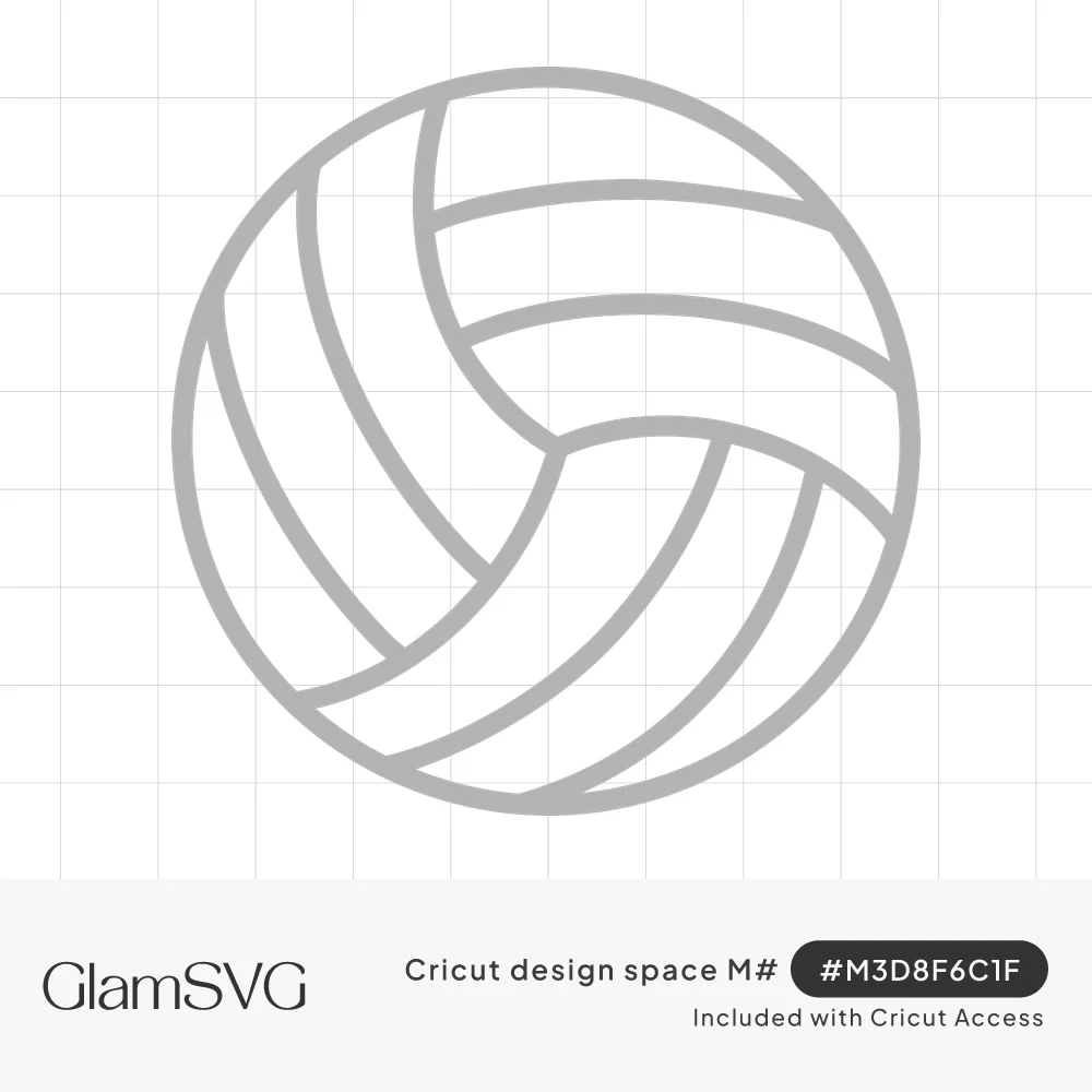Simple gray line drawing of a round volleyball with curved panel seams meeting near the center