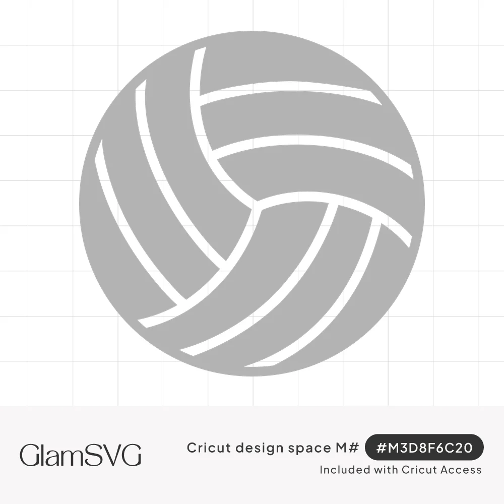 Solid gray volleyball silhouette with curved white panel lines sweeping from the center