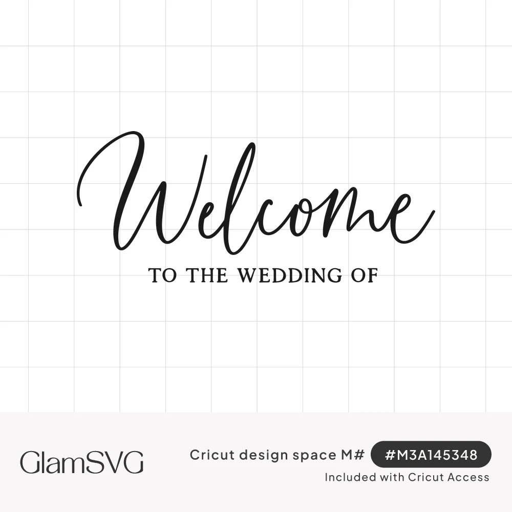 Black calligraphy script reading Welcome above small serif capitals reading to the wedding of on a white background