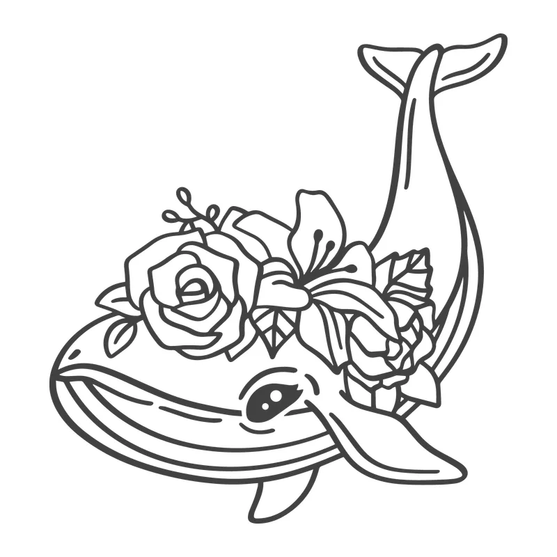 Whale With Flower Crown