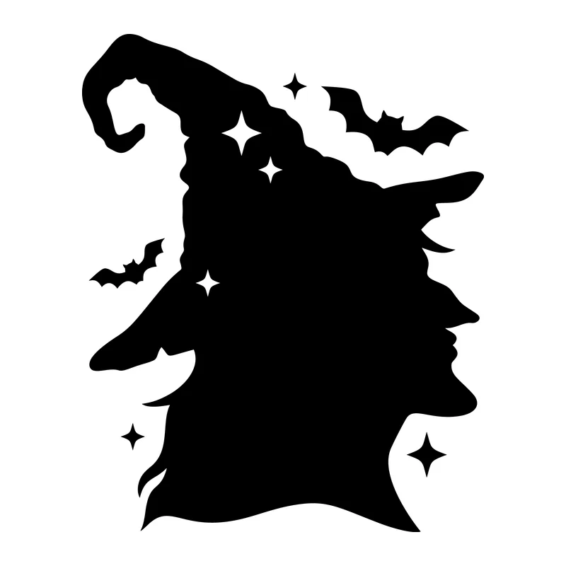 Witch Silhouette With Bats