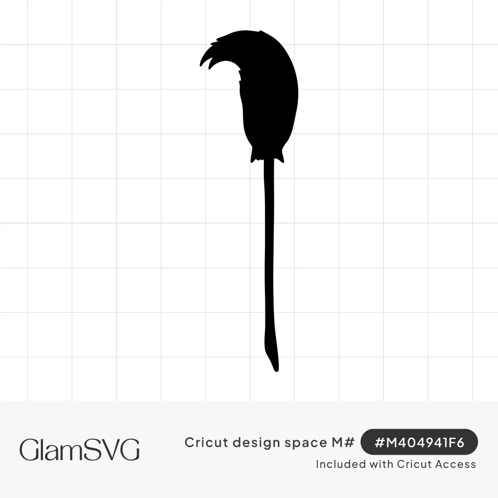 Black silhouette of an upright witch broom with a long thin handle and a curled, bundled bristle head
