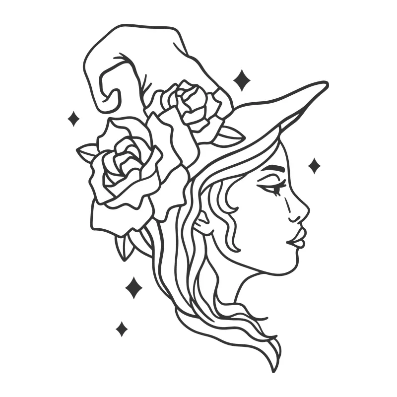 Witch Profile With Roses