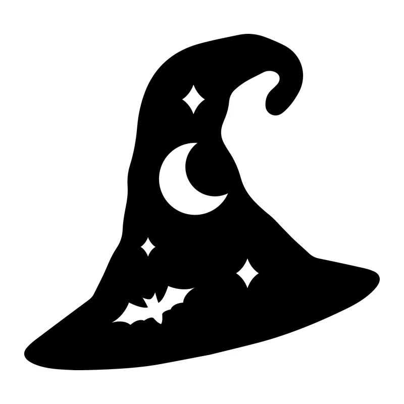 Witch Hat With Moon and Bat