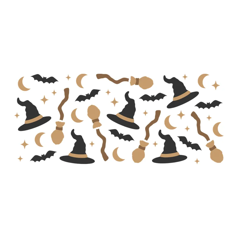 Witch Hats and Brooms Pattern