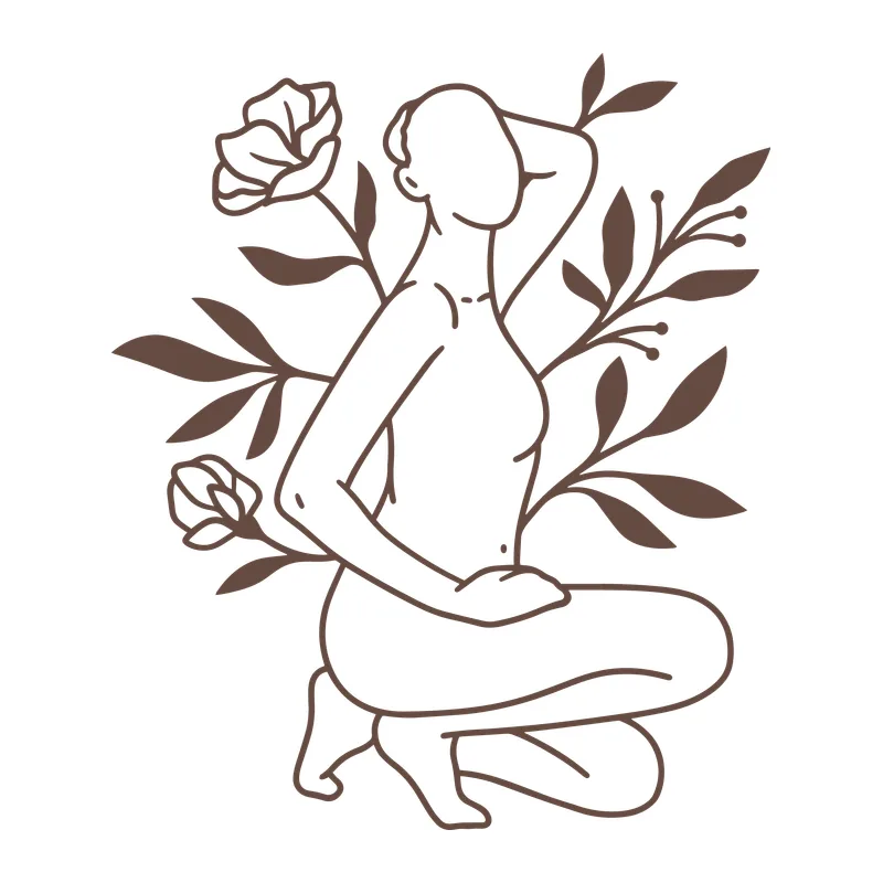 Botanical Woman Line Art
