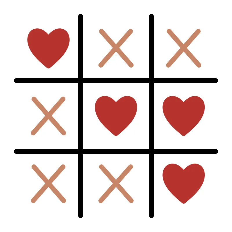 Hearts and X's Tic Tac Toe