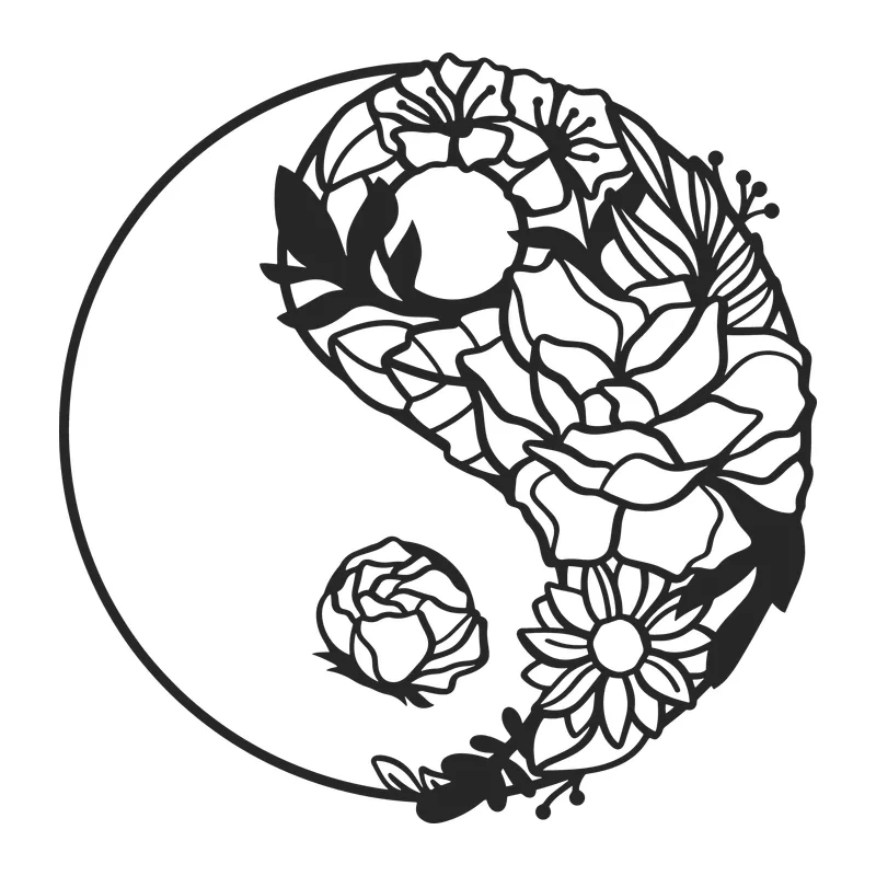 Floral Yin Yang Symbol
