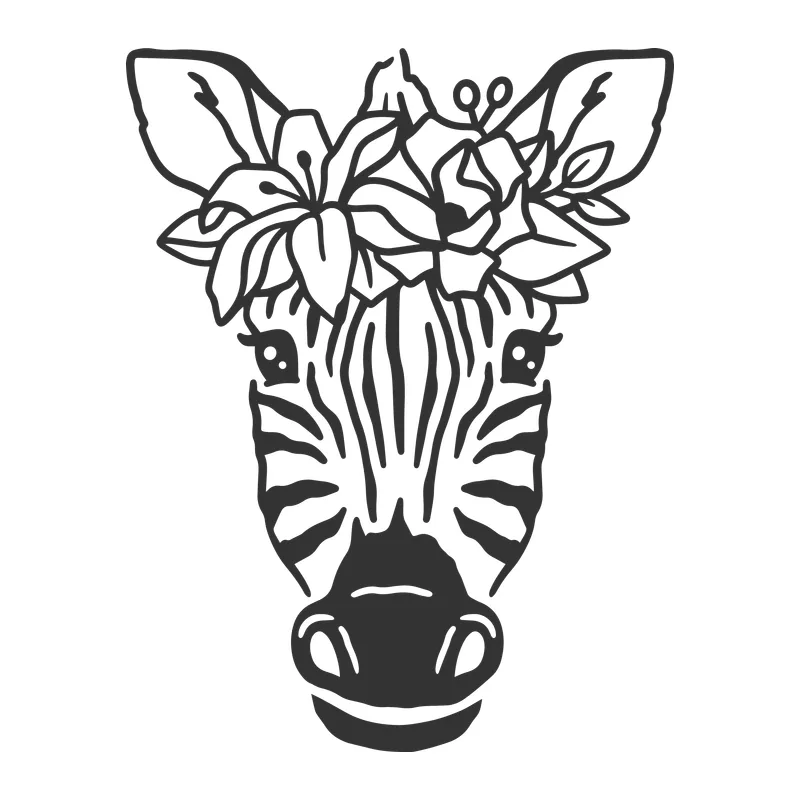 Zebra with Flower Crown